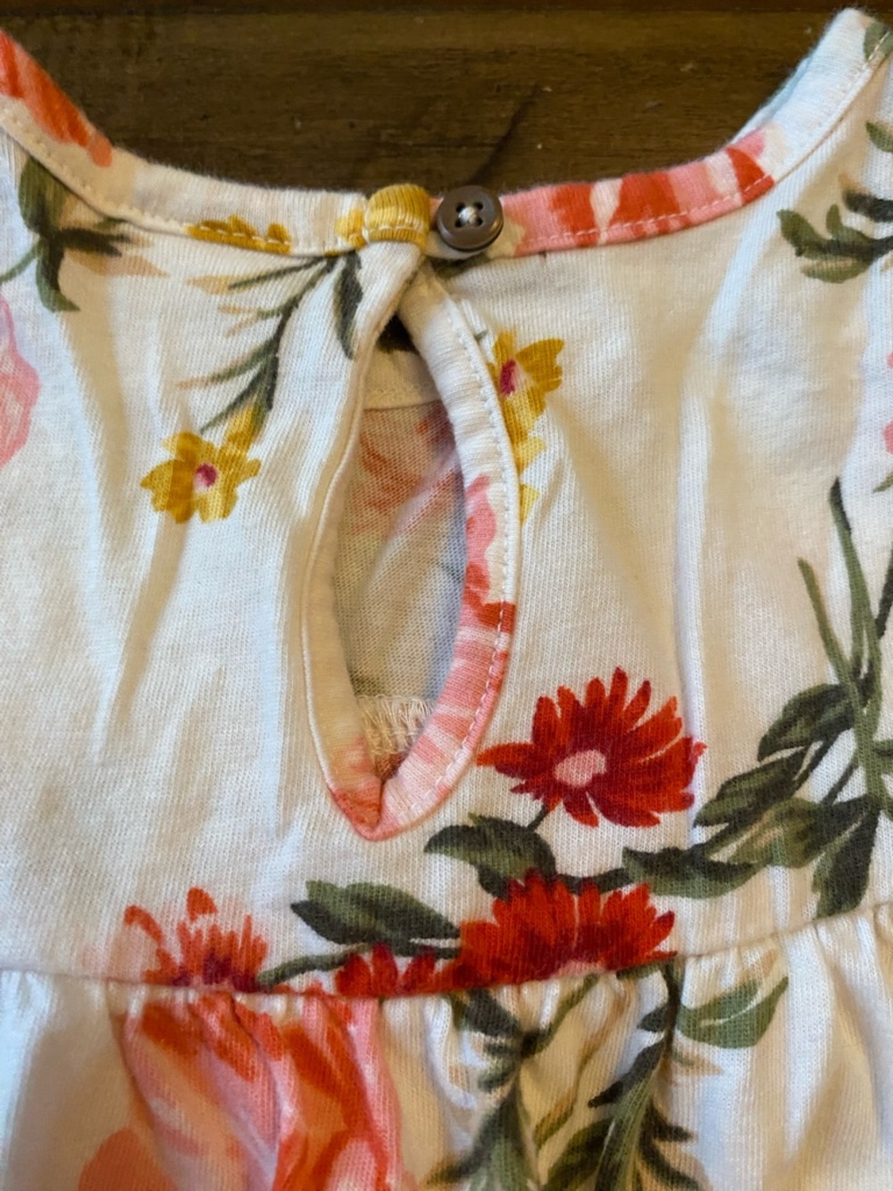 Old Navy White Floral Baby Dress with Pink-Red Blooms